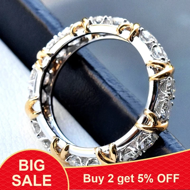 Wedding Rings Gold Rings Golden Ring Gemstone Ring Fashion Eternity Jewelry 5A Zircon stone 10KT White&Yellow Gold Filled Women Engagement Wedding Band Ring