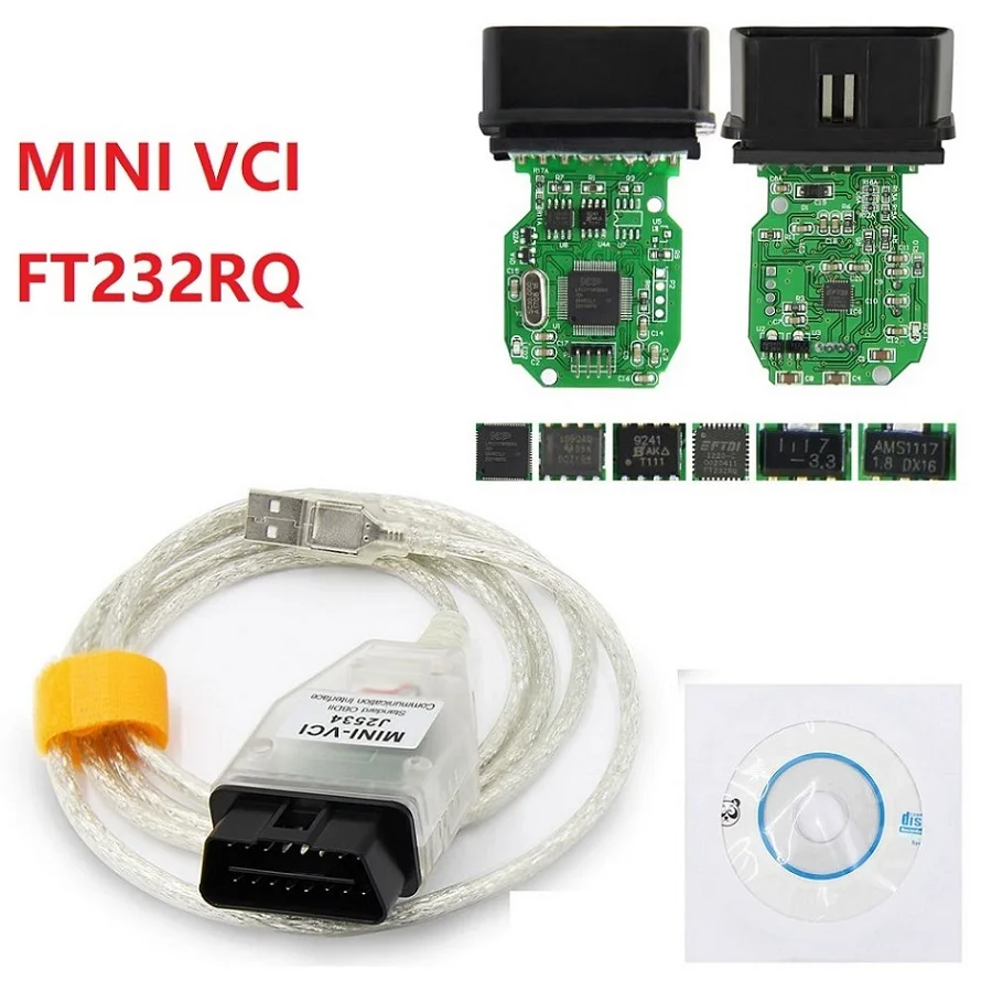 V14.10.028 мини VCI интерфейс для TOYOTA TIS Techstream мини VCI J2534 MINI-VCI FT232RL чип OBD2 Диагностический кабель - Цвет: FT232RQ