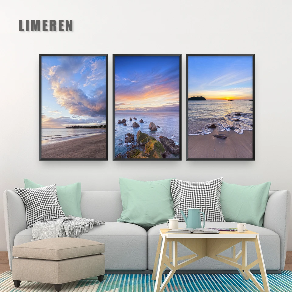 Ocean Prints Wall Art Canvas Sunset Seascape Paintings Home Decor Canvas Pictures For Living Room Modern Spray Unframed Painting Calligraphy Aliexpress