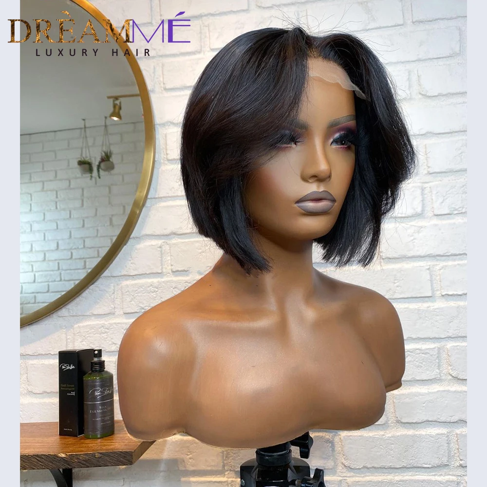 Short Bob Pixie Cut Lace Front Wig Human Hair Straight Remy Brazilian Natural Color 4x4 Lace Closure Wig For Women For Women