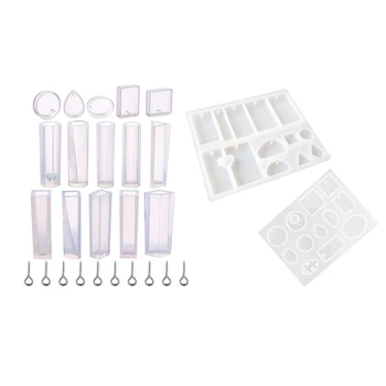 

2 Pack Resin Casting Molds, Silicone with Hanging Hole & 15 Pieces Molds Silicone Pendant Mould and 100 Pieces Eye Screw