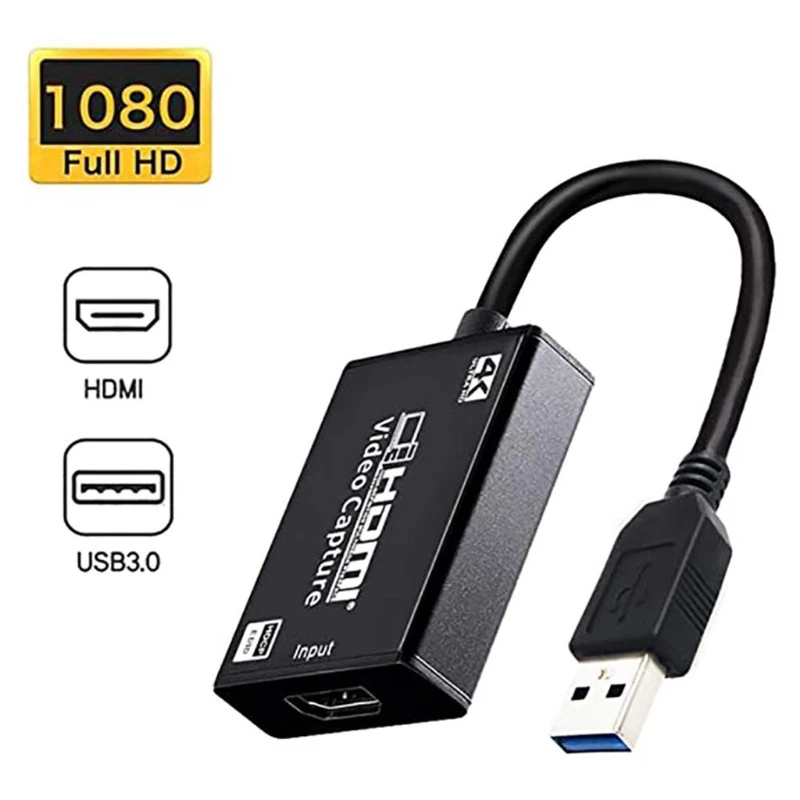 

4K 1080p 30fps HDMI Video Audio- Capture Card 4K HDMI to USB 3.0 Video Recorder Live Stream Broadcast Device