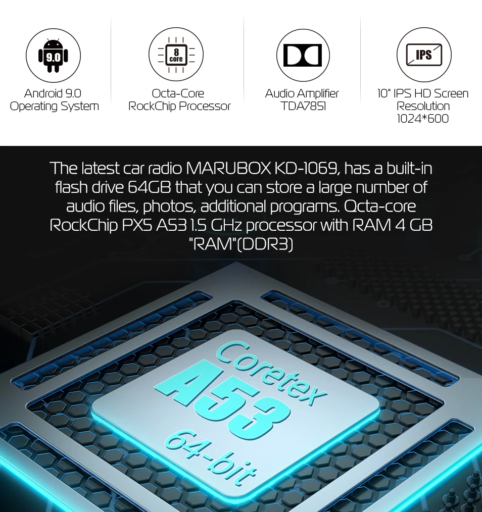 Flash Deal Marubox KD1069 DSP, 64 GB, for Jeep Wrangler Car Multimedia Player, Octa Core CPU Head Unit with Android 9.0 System 1