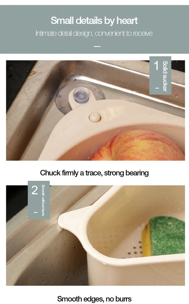 Kitchen Sink Multifunctional Storage Rack Washing Bowl Sponge Drain Rack High Quality Plastic Free Punch Kitchen Fruit Organizer (7)
