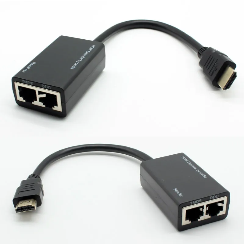 

x2pcs one pair HDMI Over RJ45 CAT-5e CAT-6 cable UTP LAN Ethernet Extender Repeater 1080P HDTV to 30 meters