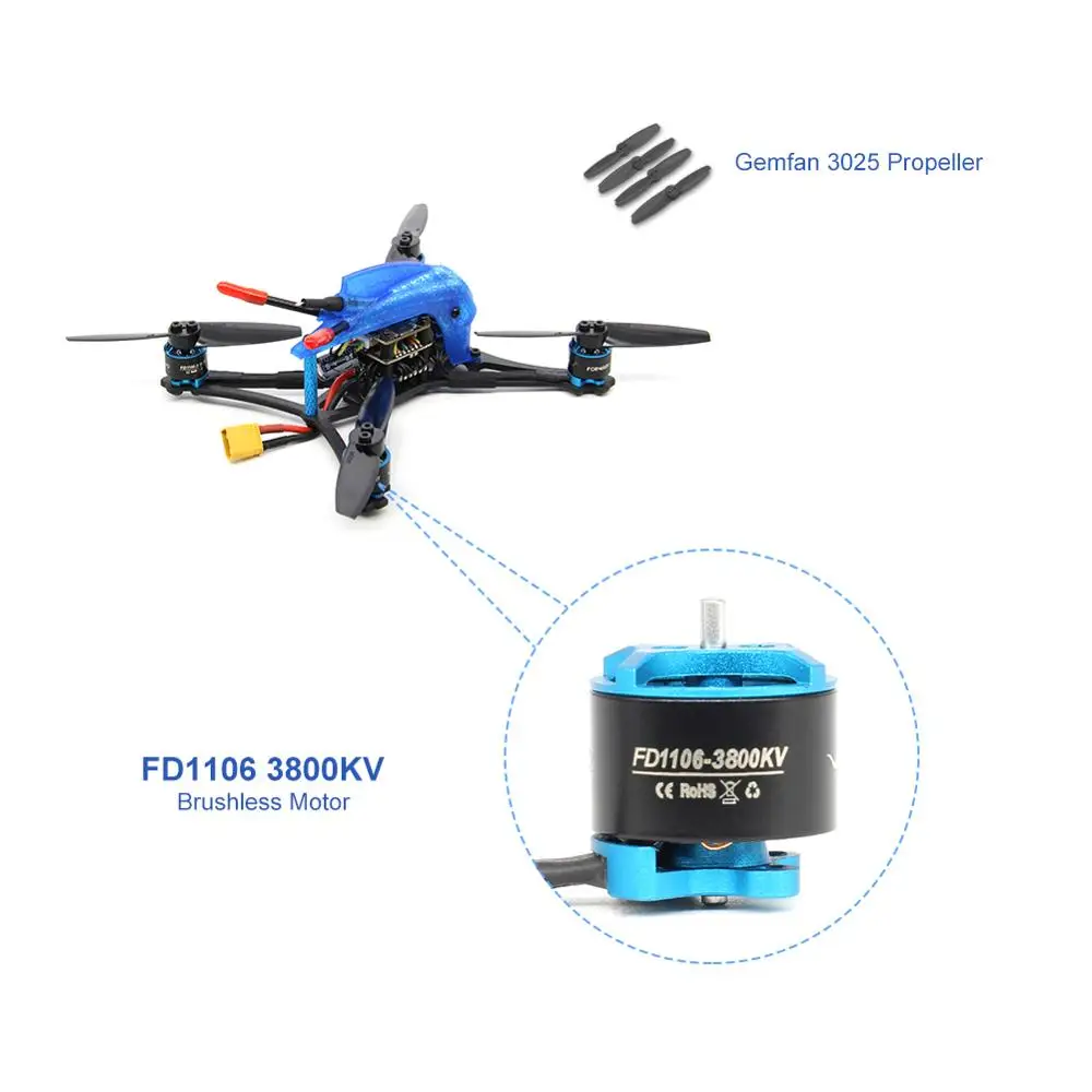 HGLRC Petrel132 4S FPV гоночный Дрон BNF F411 управление полетом 13A 4in1 ESC 1106 3800 кв
