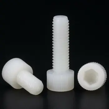 

20Pcs/50Pcs/100Pcs White Nylon Hex Socket Head Cap Screws Plastic Insulation Knurled Allen Bolts M3 M4 M5 M6 M8
