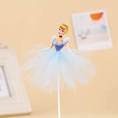 1pcs 21cm Princess Birthday Party Decorations Kids Cake Topper for Girls Birthday Decoration Anniversaire Cake Supplies Grey