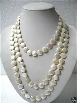 

Beautiful 11-13mm White Coin Pearl 65" Long Necklace