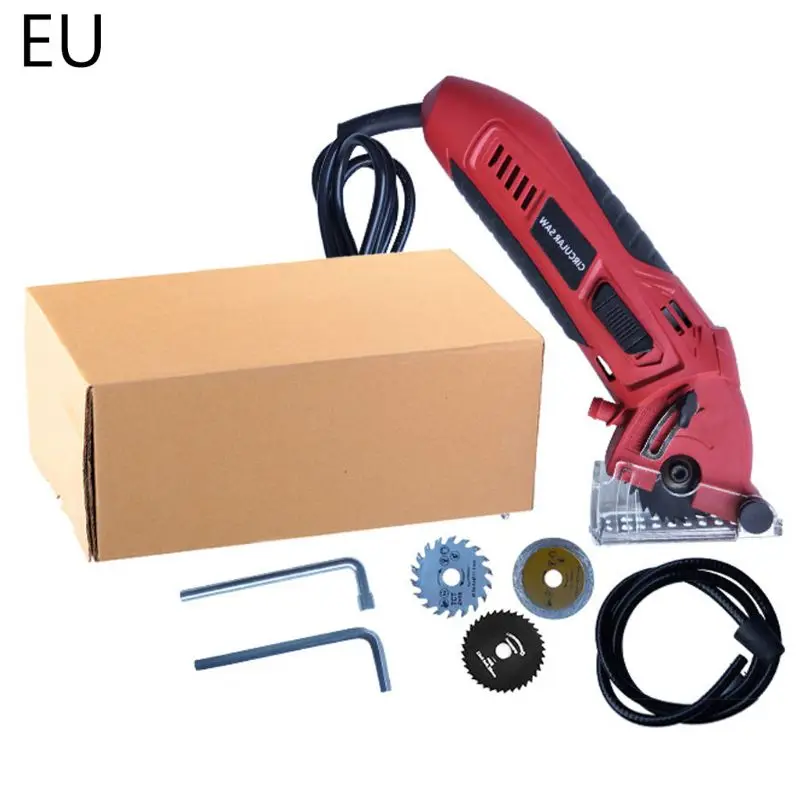 

Electric Mini Hand Held Circular Saw Wood PVC Tube Cutting Machine Tool Kit Grinder with 3 Blades 400W 3400RPM