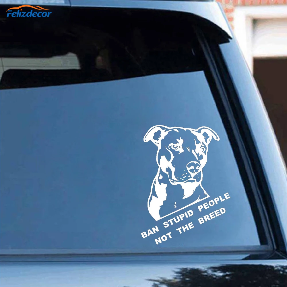 Black/Silver Ban Stupid People Not The Breed Pitbull Car Sticker And Decals Motorcycle Car Styling Accessories YC057