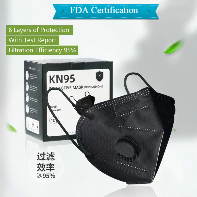 10 unids/caja máscaras para protección de Virus KN95 máscara filtros de carbono activado FFP2 reutilizable cara de filtración de polvo de máscara de la boca