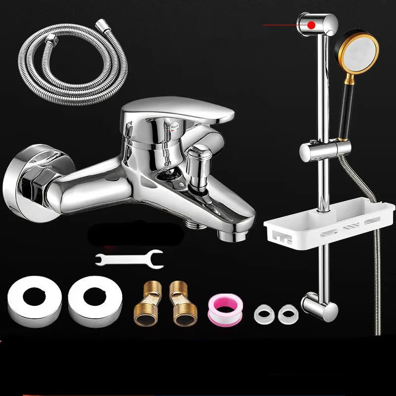 Mitigeur Baignoire Avec Douchette Chrome Mitigeur 3 Trous Baignoire Avec Pommeau De Douchette Extractible Poignée Unique Robinet De Douche Mitigeur,A