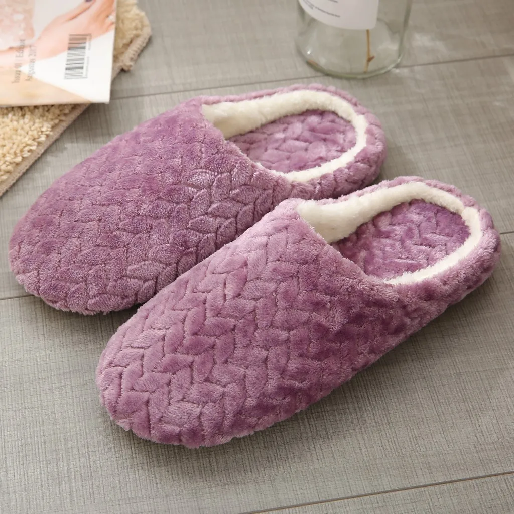 Women's House Slippers Slip On Anti Skid Flower Indoor slippers with fur Casual Shoes Snow Slipper Winter tenis feminino|Тапочки| |
