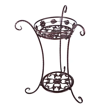 

44x24x75cm European Style Double-Layer Wrought Iron Flower Stand Flower Pot Shelf Balcony Living Room Flower Pot Rack - Bronze L