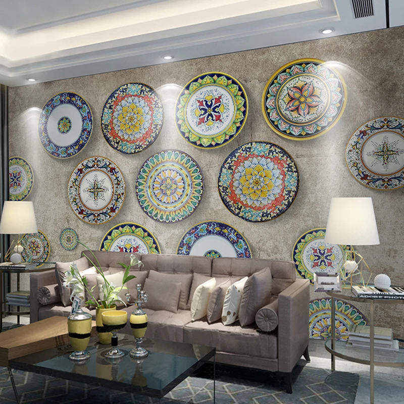 

Drop Shipping Custom Wall Mural Wallpaper Bohemian Fashion Flower Pattern Marble Tile Large Murals Wallpaper Painting