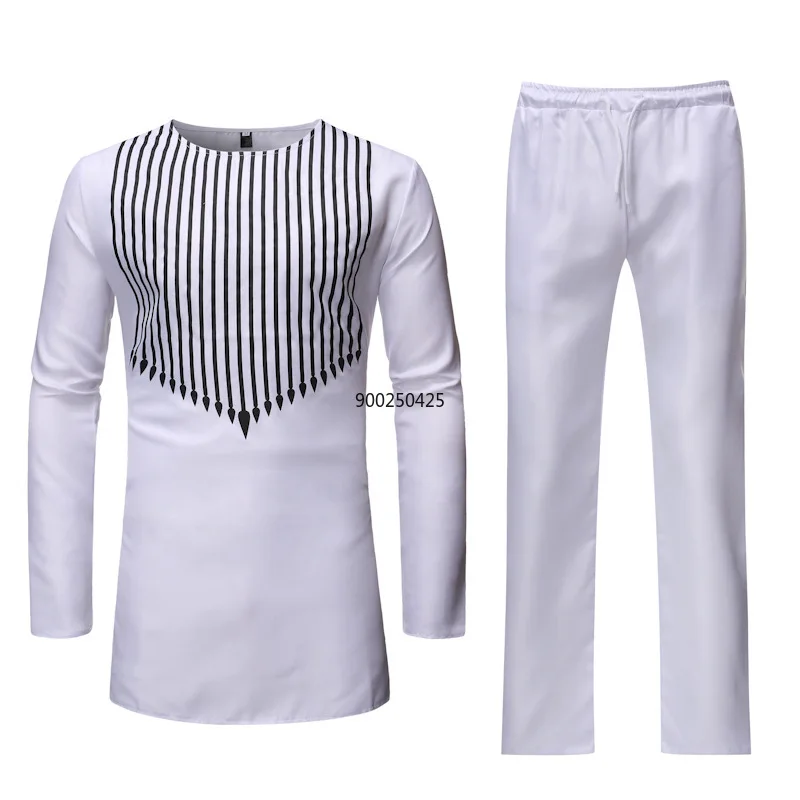 White African Dashiki Print Top Pant Set 2 Pieces Outfit 2020 Brand Men Clothes Streetwear Suit Africa Clothing | Тематическая