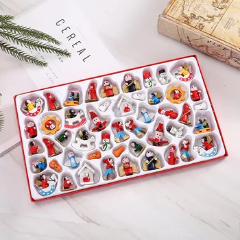 

48pcs Christmas Decorations Wooden Small Pendants Decoration Christmas Tree Pendant New Year Gifts