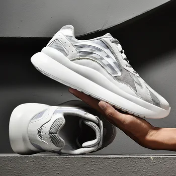 

muu Air Cushion Lightweight Breathable Sneakers Spring Flying Breathable Reflective Thick Bottom Leisure Shoes #1CA1ft101