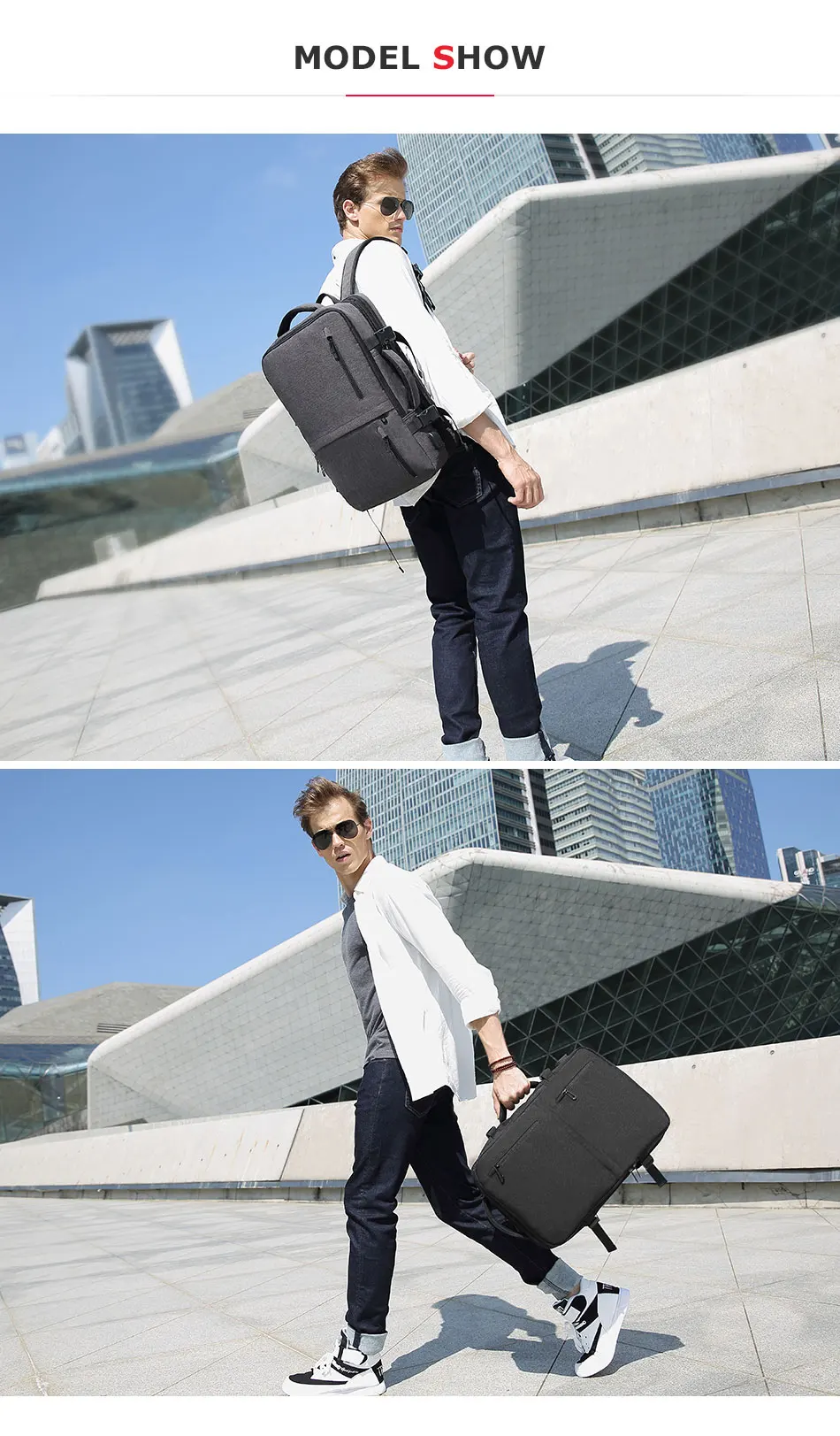 Men Multifunction 15.6" Laptop Backpack Large Capacity Expansion USB Charging Port Travel Backpacks Water Repellent Luggage Bags