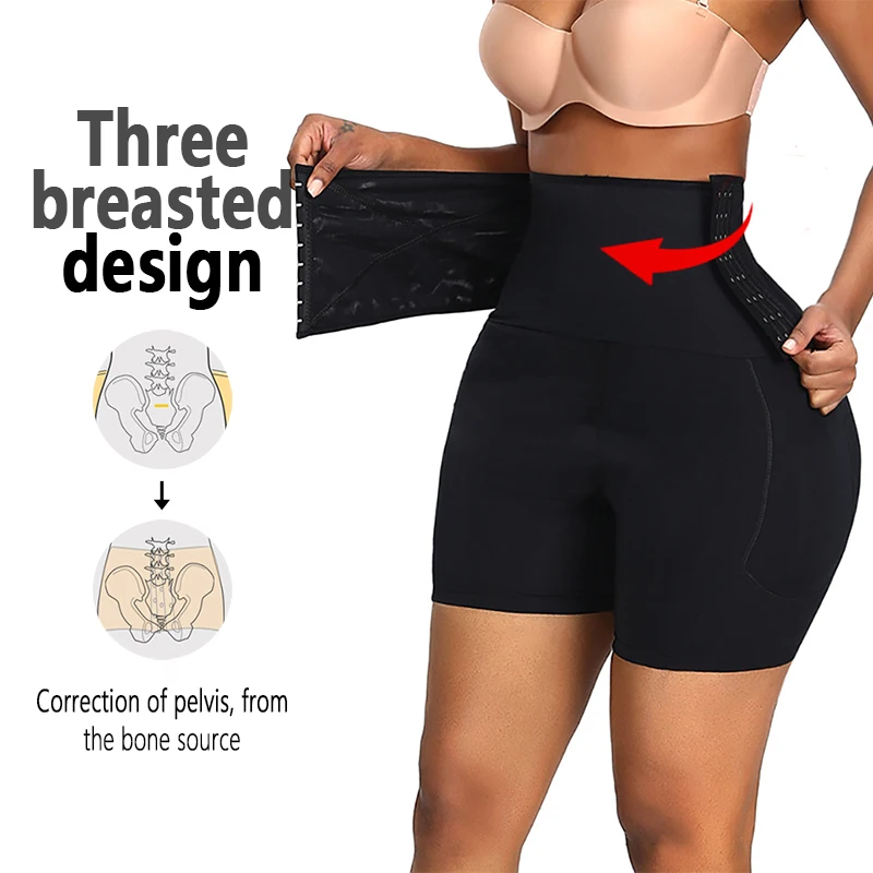 Sponge Padding Panties Butt Lifter Hip Shapers Belly Control Slimming Waist Trainer S-6XL Body Women Tummy Shapewear Shorts