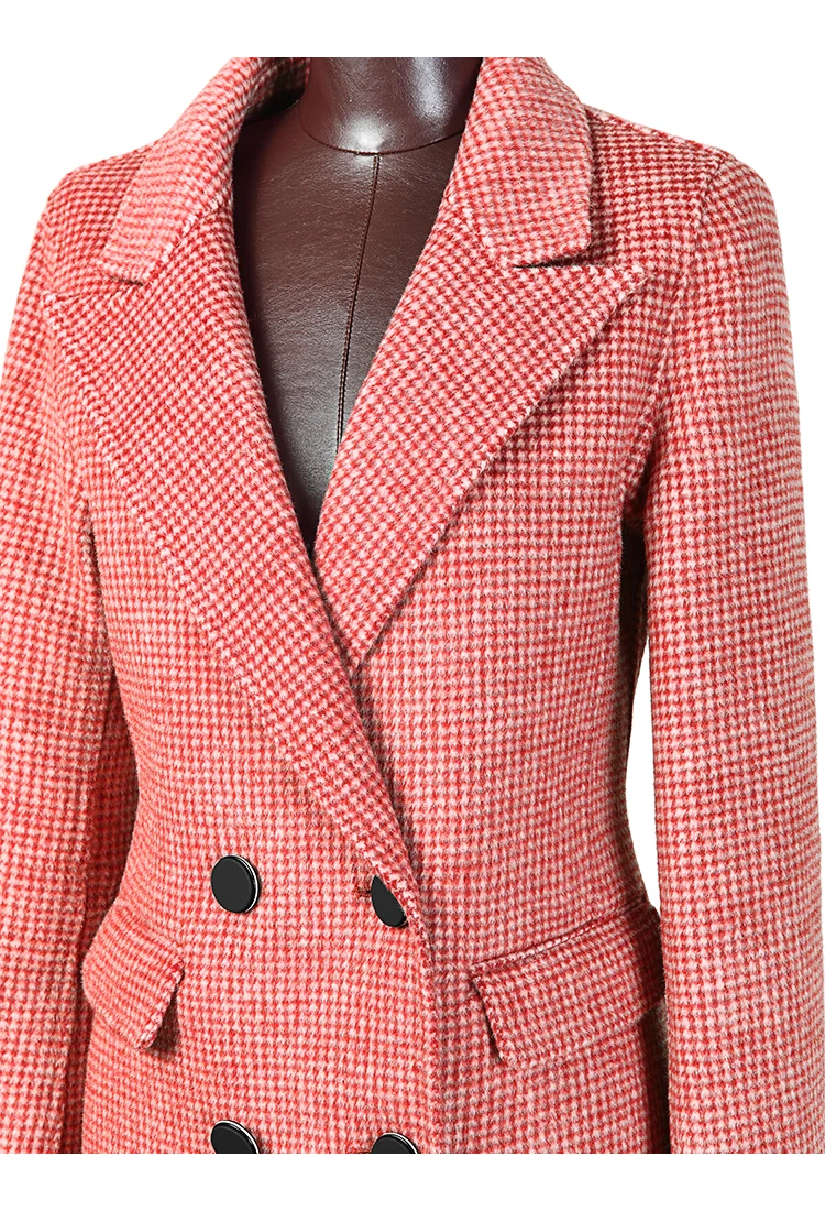 Autumn Winter Fashion Women Sweater Coats Long Sleeve Double-breasted Turn Down Neck Woolen Blazers Office Coats Z2988