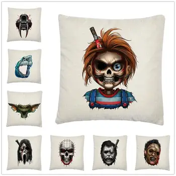 

Animal skull totem cartoon pattern Linen Cushion Cover Pillow Case for Home Sofa Car Decor Pillowcase 45X45cm