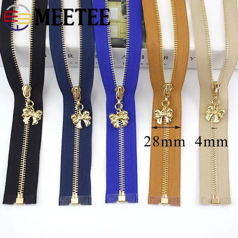 Meetee 5 шт. 40 см 3# Металлические молнии открывающийся автоматический замок золотая молния DIY сумки кошелек одежда Декор молния Швейные аксессуары