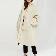 Женская меховая куртка, осенняя и зимняя Свободная верхняя одежда средней длины, пальто из овечьей шерсти на пуговицах с карманами, плюшевое пальто, искусственная Меховая куртка верхняя одежда