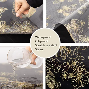 

HAZY PVC Rectangle Tablecloth Waterproof Oil-proof Coffee Table Mat Protector Desk Pad Dining Table Cover for Kitchen