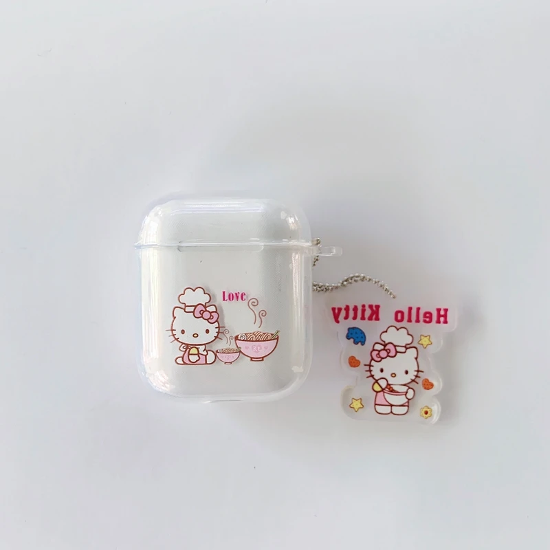 Жесткий пластиковый Чехол для гарнитуры hello kitty для AirPods 1/2, чехол для зарядки наушников с подвеской