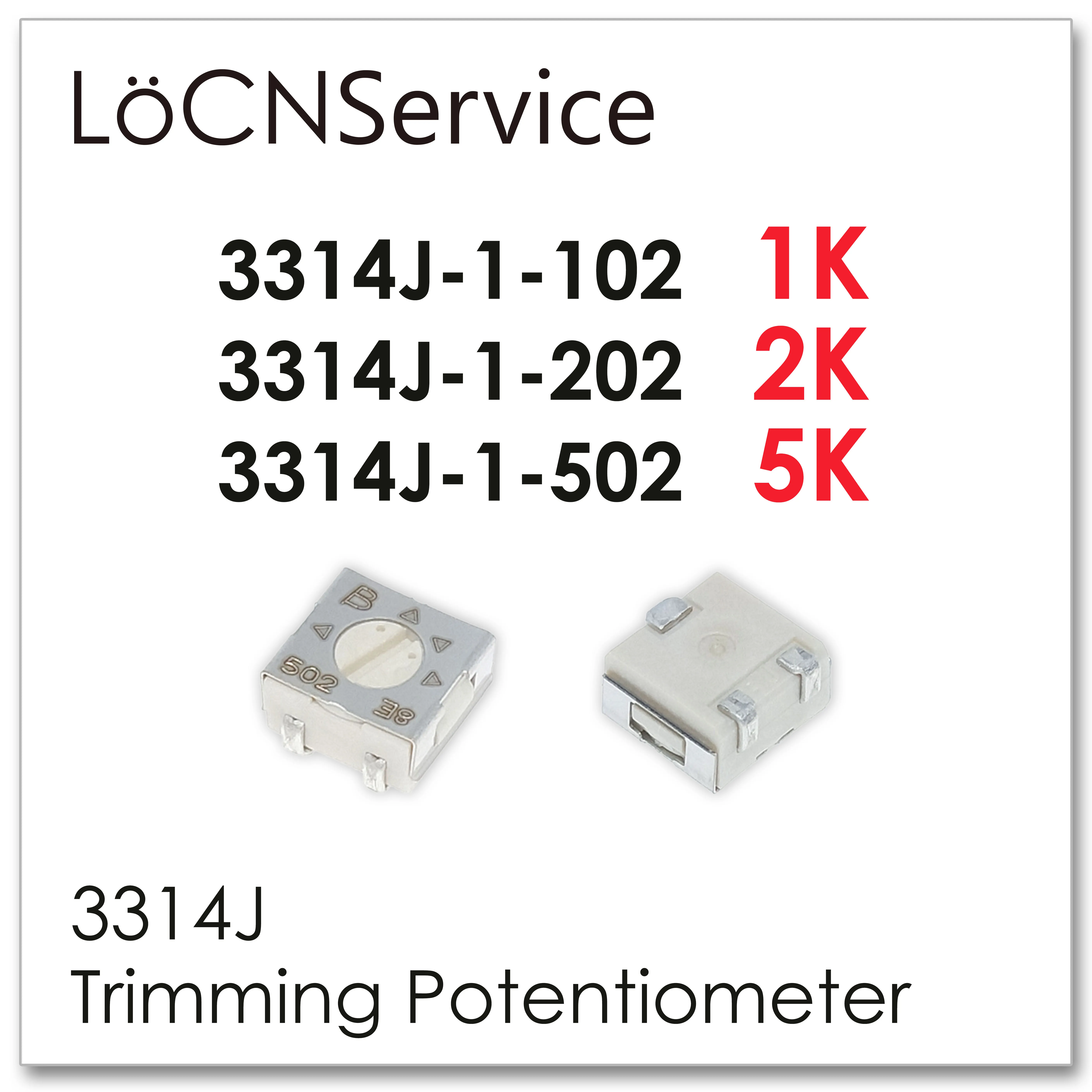 LoCNService 50 шт 500 3314J 4*4 1K 2K 5K Высокое качество SMD обрезки потенциометра 1 102E 202E