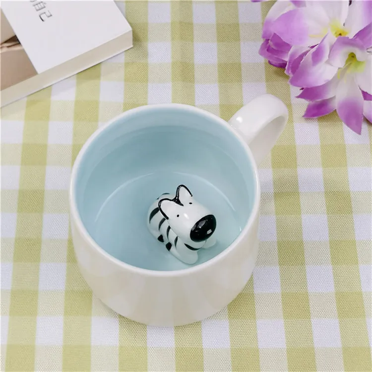 zebra Рождественская 3D кружка, кружка для кофе, молока, завтрака, мультяшная панда, медведь, керамическая чашка, 3D животное, рождественский подарок, чашка для друзей, семьи - Цвет: zebra