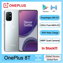 New Oneplus 8T 8 T 5G Global Rom SmartPhone 120Hz Fluid AMOLED Display Snapdragon 865 65W Warp Charge One plus 8T Mobile Phone