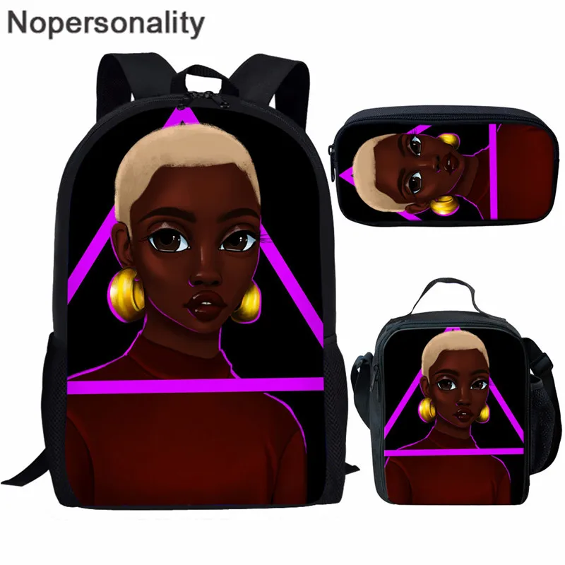 Nopersonality черный рюкзак для девочек в африканском стиле комплект школьных сумок для Детские рюкзаки Melanin женская сумка рюкзак Mochila - Цвет: Z5251CGK