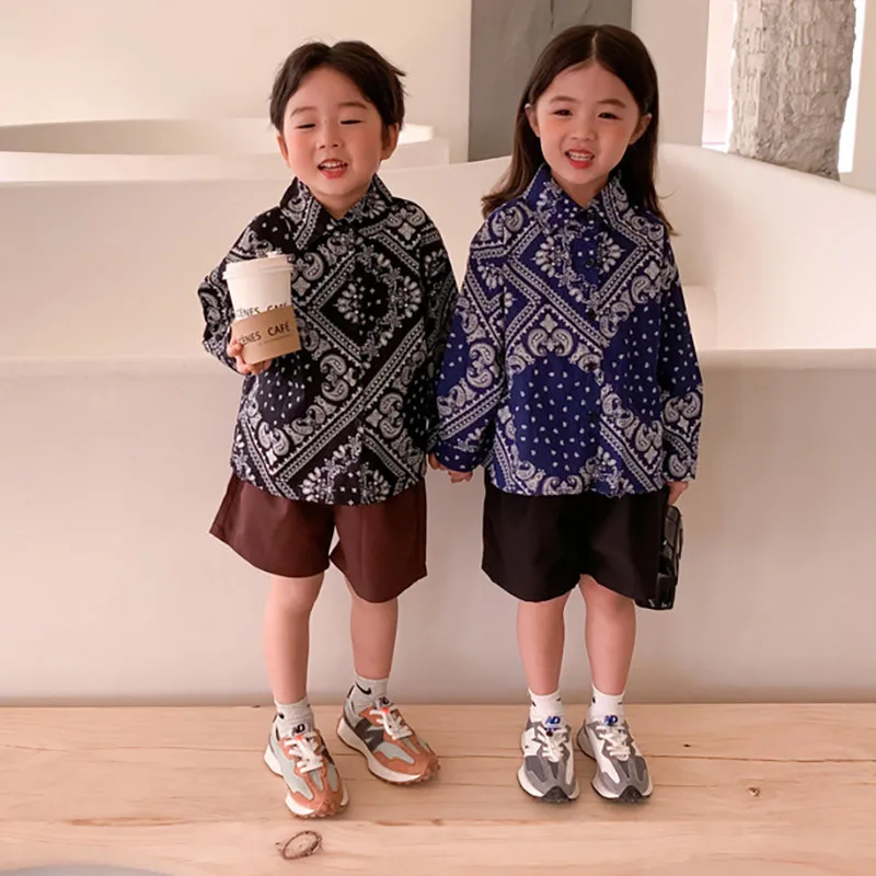 Spring New Boys and Girls Vintage Shirts Casual Thin Coat Tops