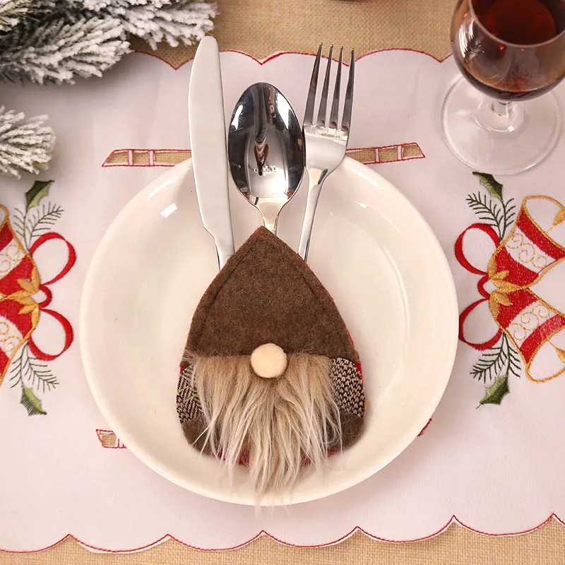 Шляпа Санты, олень, Рождество, Год, карманная вилка, нож, столовые приборы, держатель, сумка для дома, вечерние украшения стола, ужина, посуда, только сумка - Цвет: 2PD-63007-2