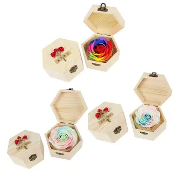 

Creative Eternal Luminous Soap Rose Flower Petal With Wood Box Wedding Party Decoration Valentine's Day Gift Favor H4GD