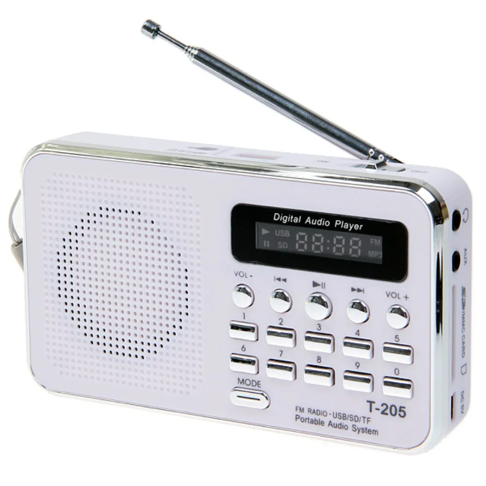 T 205 Мини Портативный fm радио перезаряжаемый цифровой светодиодный MP3 плеер