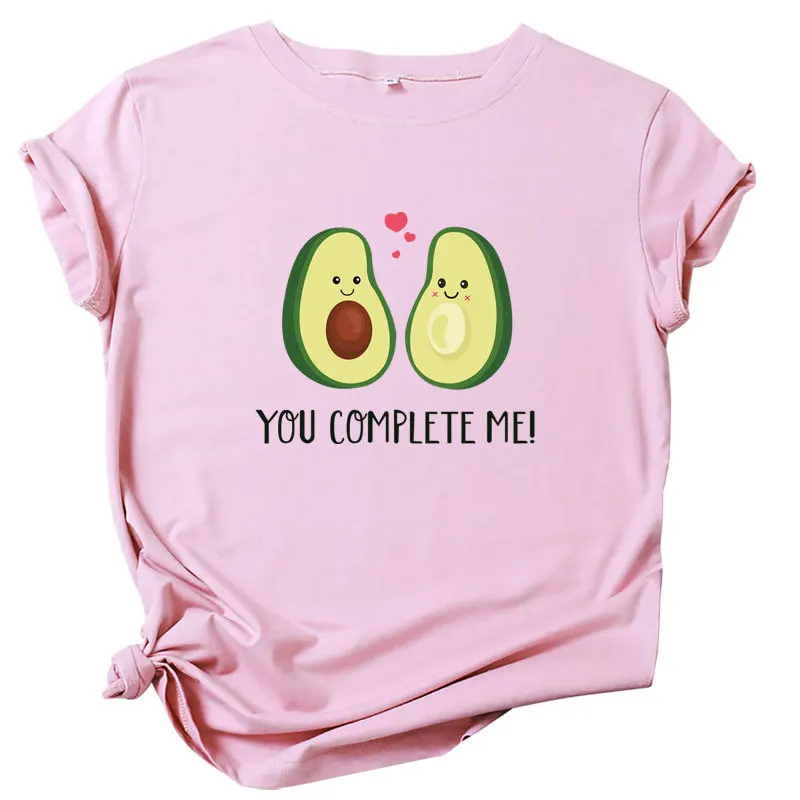 

100% Cotton Love Avocado Summer Women's T-shirt O-Neck Harajuku Top Casual Female T shirt Oversized Size S-5XL