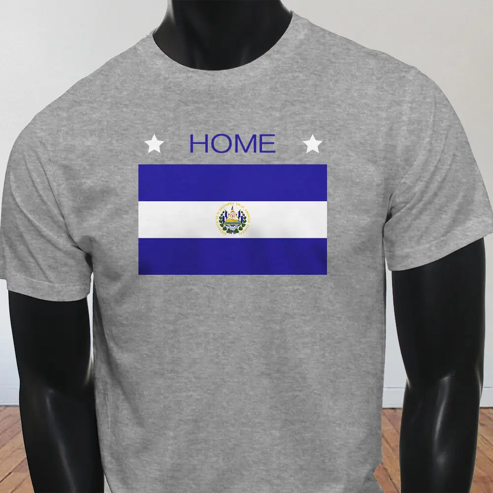 New Spring High-Elastic Cotton EL SALVADOR HOME FLAG TRAVEL SOCCERs VACATION Mens Gray T-Shirt Summer |