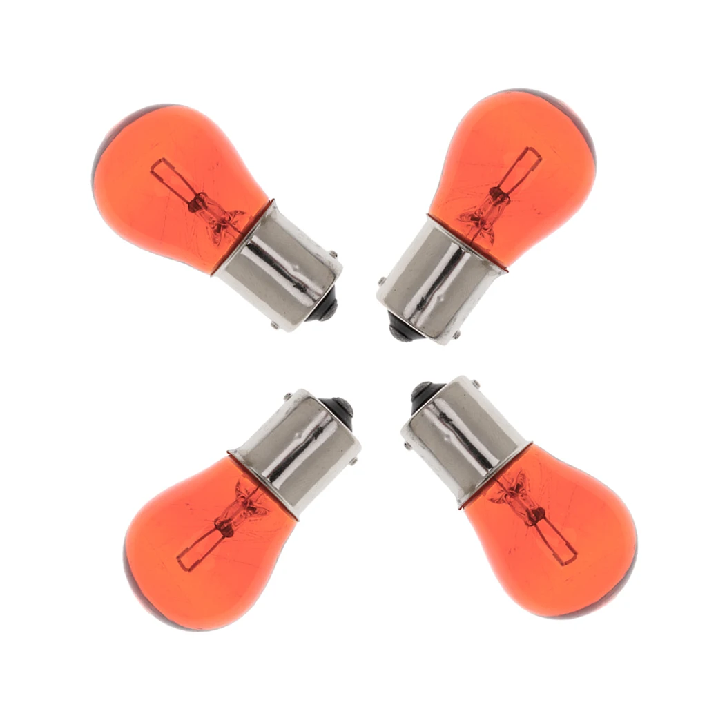 4pcs Amber 1156 BA15S Bulb Bayonet Base Lamp 21W Turn Signal Light