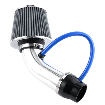 

76mm Power Flow Washable Manifold Universal Car Aluminum Tube Racing Cold Reusable DIY Induction Pipe Air Intake Filter Kit