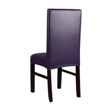 

Hot 2pcs PU Leather Stretchable Dining Chair Back Seat Covers Waterproof Oilproof Dustproof Ceremony Chair Slipcovers Protectors