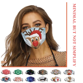 

1PC Cotton Dustproof Face Mask Washable Reusable Christmas Print Mouth Cover Outdoor Unisex Face Mouth Mask