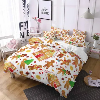 

Happy Merry Christmas Bedding Set 2/3PCS with Pillowcase Cartoon Character Kids Duvet Cover Set Queen King Twin Bed Linen Set