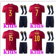 Детские футбольные футболки в испанском стиле; коллекция года; PIQUE SERGIO A. INIESTA MORATA KOKE ramos ASENSIO SILVA ISCO ROMAS; Детский комплект+ носки; Джерси