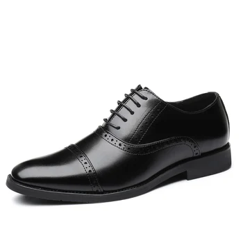 

Classical Elegant Men Leather Dress Shoes Career Business Oxford Shoes British Style Brogue Derby Shoe For man Big Size Quality