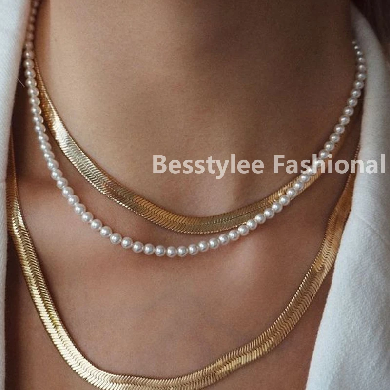 Women Fashion Vintage Pearl Necklace Party Necklace Elegant Chain Retro Accessories All Match Necklace Streetstyle Necklace