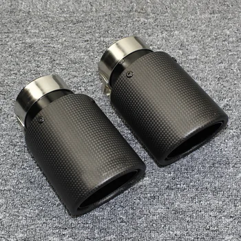 

1Pcs Universal Car Styling High Quality Exhaust System Carbon Fiber Glossy Tail Pipe Black Stainless Steel Exhaust Pipe Tailpipe